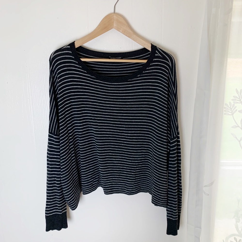 Eileen Fisher Striped Long Sleeve Sweater Top